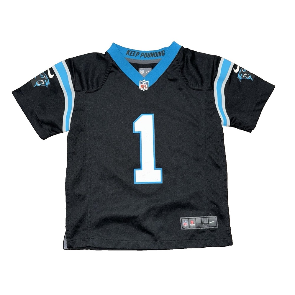 Nike NFL Carolina Panthers Black Jersey Cam Newton #1 Kids Size Large